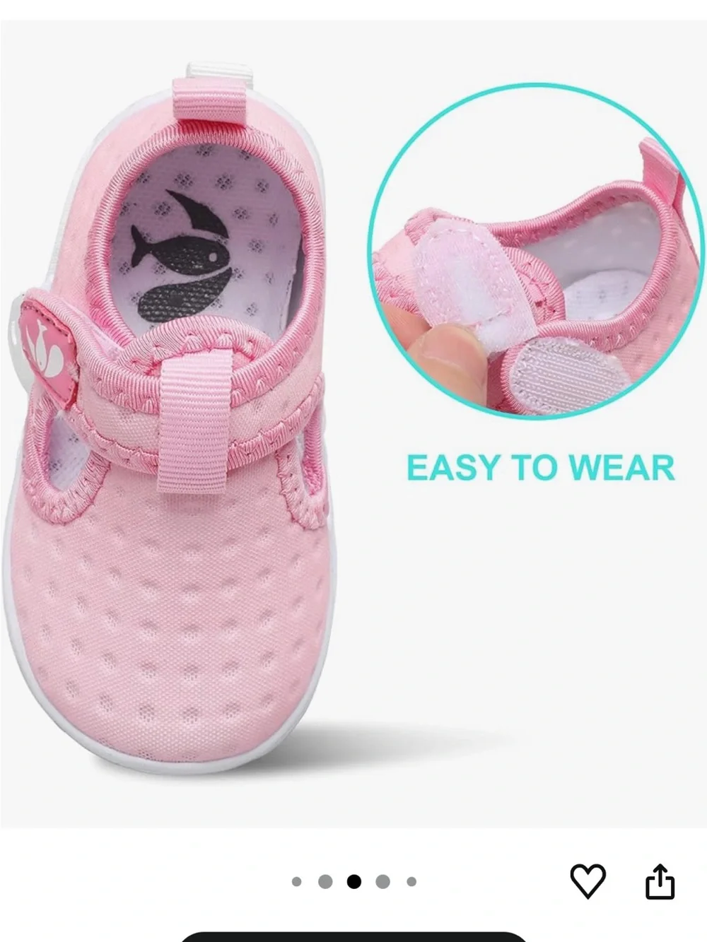 Water Shoes Pink Mary with Hook-and-Loop Strap NWT